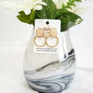 2/$25 Druzy Hoop Earrings Gold/Pink